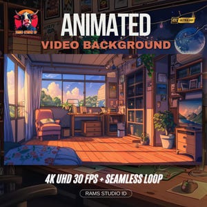 Animated Background | Cozy Room with Afternoon Sunlight | Cozy Stream Scene for VTubers and Twitch