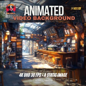 Animated Background | Vintage Coffee Haven – VTuber Room Background for Twitch Streaming