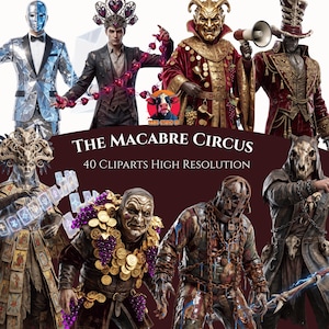 Macabre Circus Clipart Bundle – Dark Carnival PNG Set (300 DPI, Commercial Use)