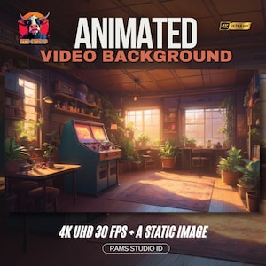 Animated Background | Cozy Retro Gaming Room with Arcade Cabinet | Seamless Backdrop for Streamers