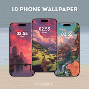 Anime Phone Wallpaper Pack | Ghibli Island Scenes (Digital Download)