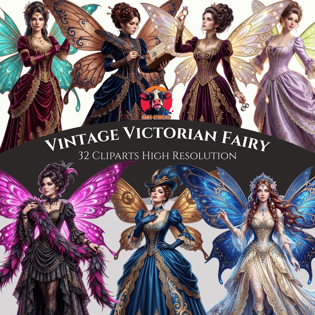 Vintage Victorian Fairy PNG Clipart Bundle – Elegant Antique Fantasy ...