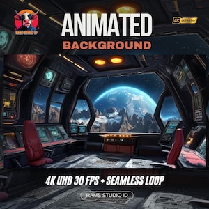Animated Background | High Tech Interior With Outer Space View | Seamless Streaming Scene