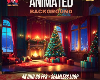 Animated Background | Luxurious Victorian Christmas Room with Fireplace – OBS Seamless Virtual Room
