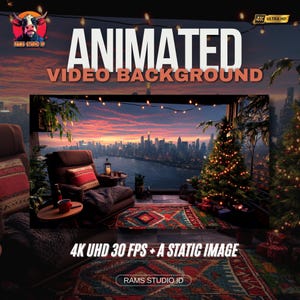 Cozy Balcony Apartment Animated Background - Twitch Stream Vtuber Overlay (MP4)