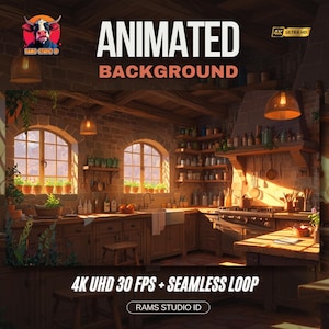 Cozy Loop Animation | Aesthetic Kitchen with Hanging Plants and a Warm Vibe | Streaming Backdrop for Creative Streams