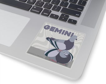 Gémeaux Zodiac Pigeon Stickers - Stickers Zodiac - Gemini Vinyl Sticker 3x3in - Pigeon Zodiac Stickers