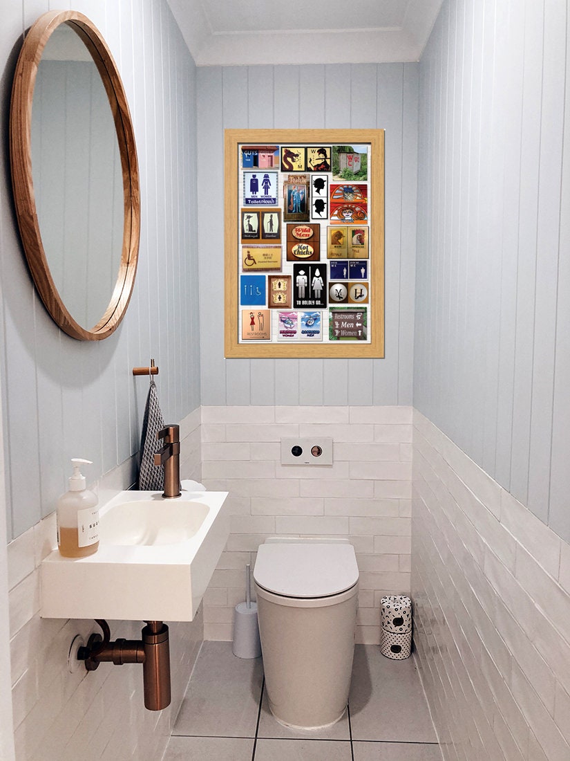 Funny Bathroom Posters, International Signs, Bathroom Decor, Poster