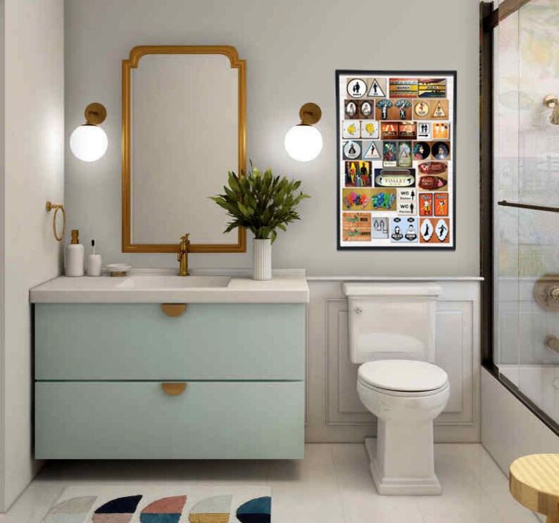 Funny Bathroom Posters, International Signs, Bathroom Decor, Poster ...