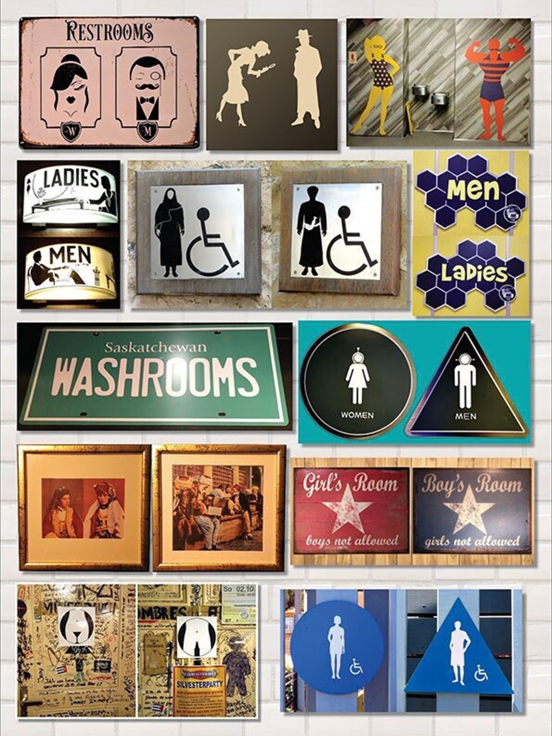 Funny Bathroom Posters, International Signs, Bathroom Decor, Poster
