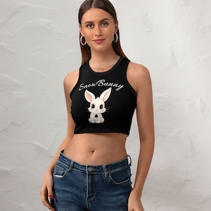 Snowbunny Cropped Slim Racer Tank Top