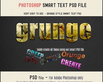 Efekty tekstowe w stylu grunge: edytowalny szablon PSD programu Photoshop