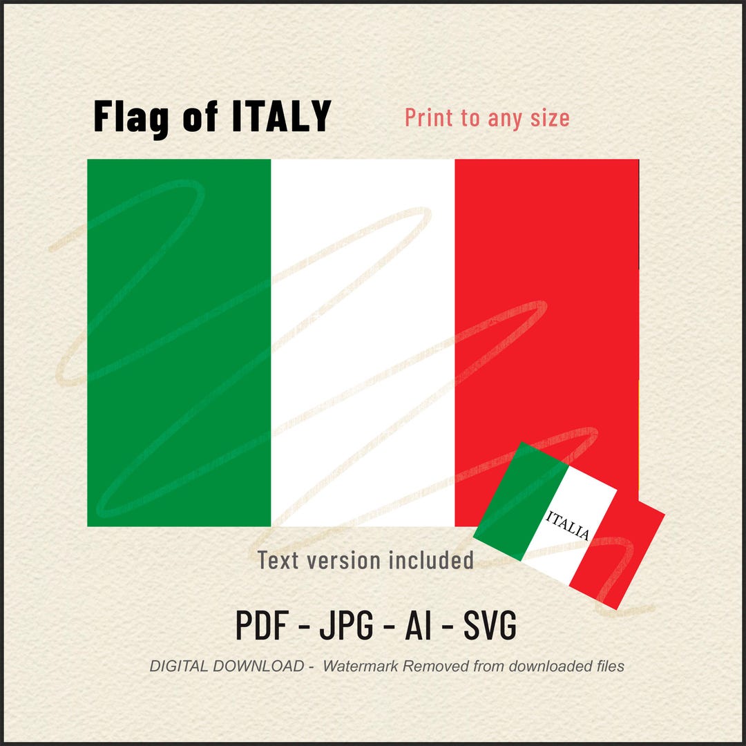 Italy Flag Printable National Italian Flag, Vector Files (digital