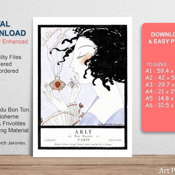 ART DECO La Boheme Arly PERFUME Fashion advert from Gazette du Bon Ton 1920's. Printable Wall Art Poster, Easy to Print A1 A2,A3,A4,A5