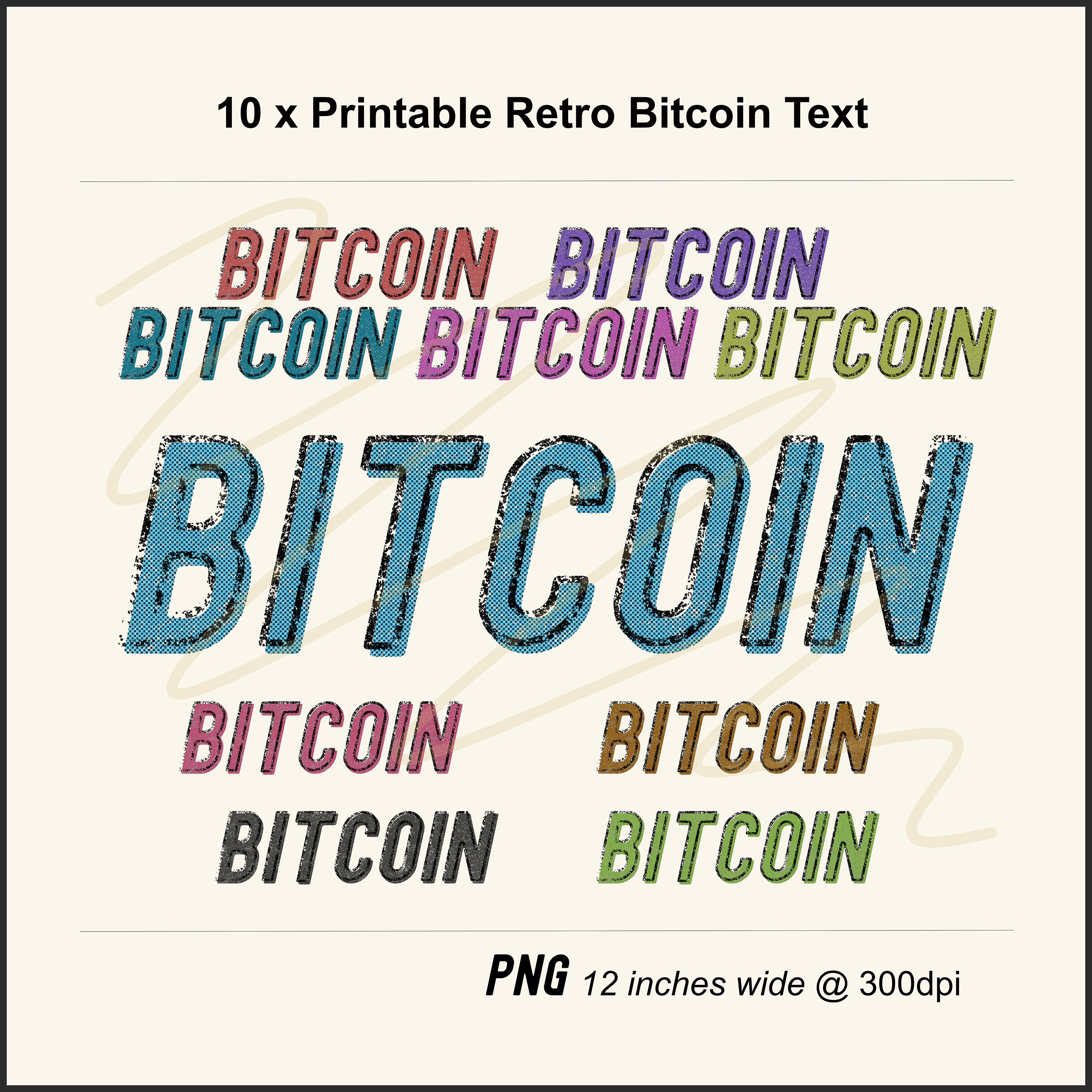 Retro Bitcoin Distressed Text Printable Bundle (PNG) - Etsy