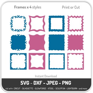 Lot de modèles de cadres originaux : fichiers de coupe SVG, DXF, JPEG (téléchargement numérique)