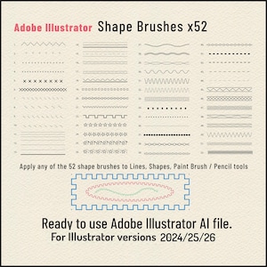 Illustrator Brushes: Punkte, Striche, Linien, Zickzack, Wellen, Sterne, 52 Stile für Form-, Linien- und Pinselwerkzeuge - Für AI 2020 >> Aktuell