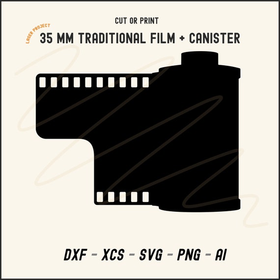 35mm Film Canister Silhouette: Laser Cut/printable (digital