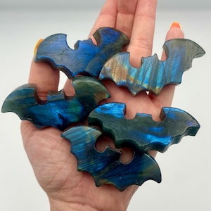 Labradorite bat carving