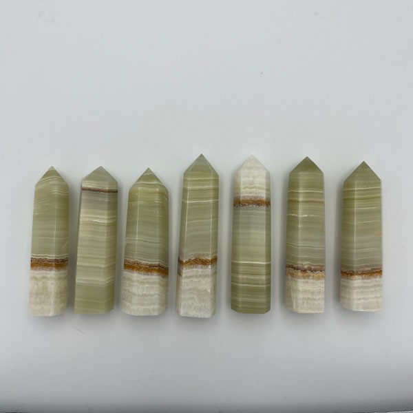 Banded Onyx Tower - Green Onyx - Green Banded Onyx towers -