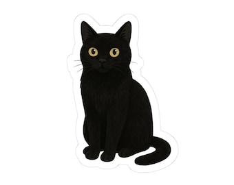 Black Cat Stickers, Waterproof Vinyl Decals for Water Bottles, Cute Cat Laptop Sticker, Pet Lover Gift, Custom Cat Decal, Laptop Decal