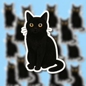 Black Cat Stickers, Waterproof Vinyl Decals for Water Bottles, Cute Cat Laptop Sticker, Pet Lover Gift, Custom Cat Decal, Laptop Decal