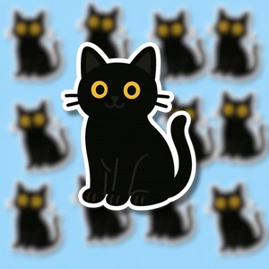 Black Cat Sticker - Cute Kiss-Cut Adhesive Decal for Laptops, Water Bottles, Journals, Scrapbooks - Halloween, Cat Lovers Gift
