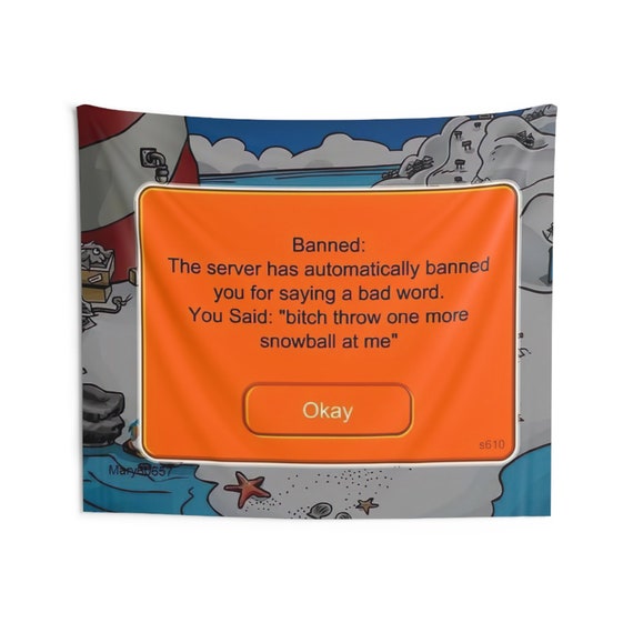 Club Penguin Banned Tapestry Funny Tapestries Meme Tapestry 