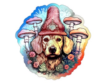 Autocollants holographiques découpés à l'emporte-pièce Trippy Puppy