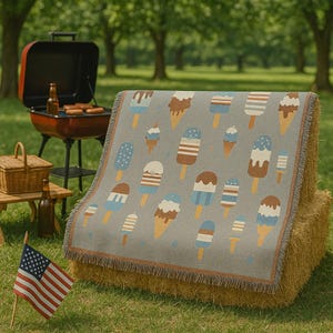 4th of July Pic Nic Blanket | Woven Blanket 4th of July Themed | Soft Woven Blanket For Traveling