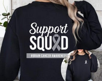Sudadera unisex de cuello redondo con mensaje sobre el cáncer de cerebro de Gildan