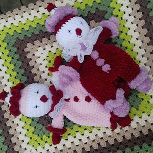 Cake and Candy the Clowns, Handmade OOAK Plush Crochet Amigurumi