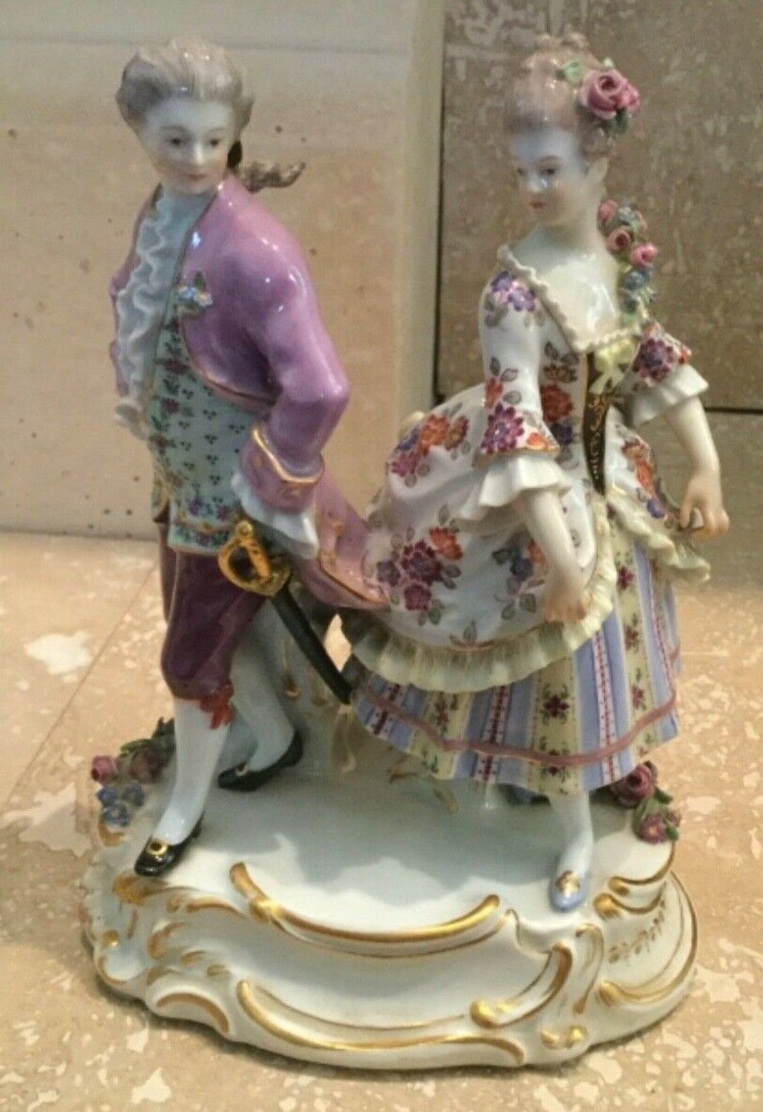 Meissen Dancing Couple Porcelain Figurine Makers Mark Numbered Etsy