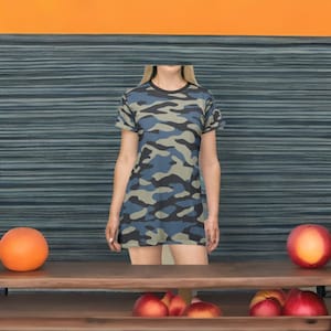 T-Shirt Dress Blue Khahki Camo
