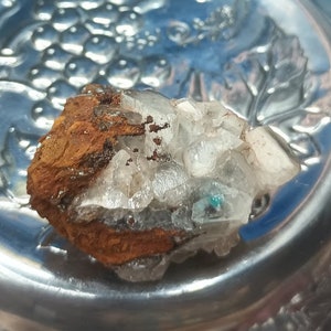 Aurichalcite on Matrix; mineral specimen; metaphysical; blue; teal; green; balance; healing crystals