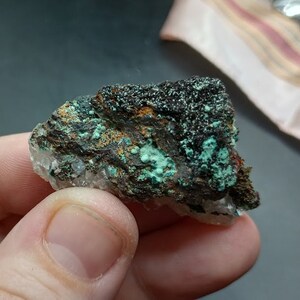 Aurichalcite on matrix; mineral specimen; teal; green; blue; metaphysical; healing crystals; balance