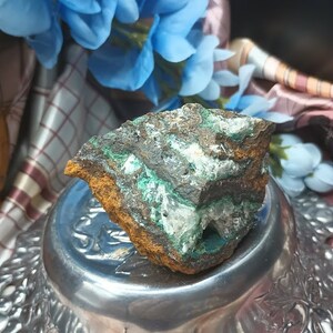 Aurichalcite on matrix mineral specimen; metaphysical; spiritual; healing crystals; blue; green; balance; alignment of chakras