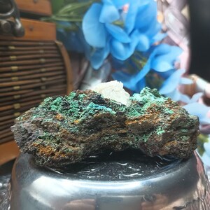 Aurichalcite on matrix mineral specimen; metaphysical; spiritual; blue; green; balance; alignment of chakras
