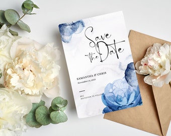 Save the Date Template, Modern Minimalist Wedding Save the Date Card, Floral Save the Date Template, Save the Date, Canva Instant Download