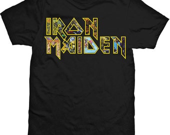 Iron Maiden: Eddie Logo Schwarzes T-Shirt (Offiziell Lizenziert)