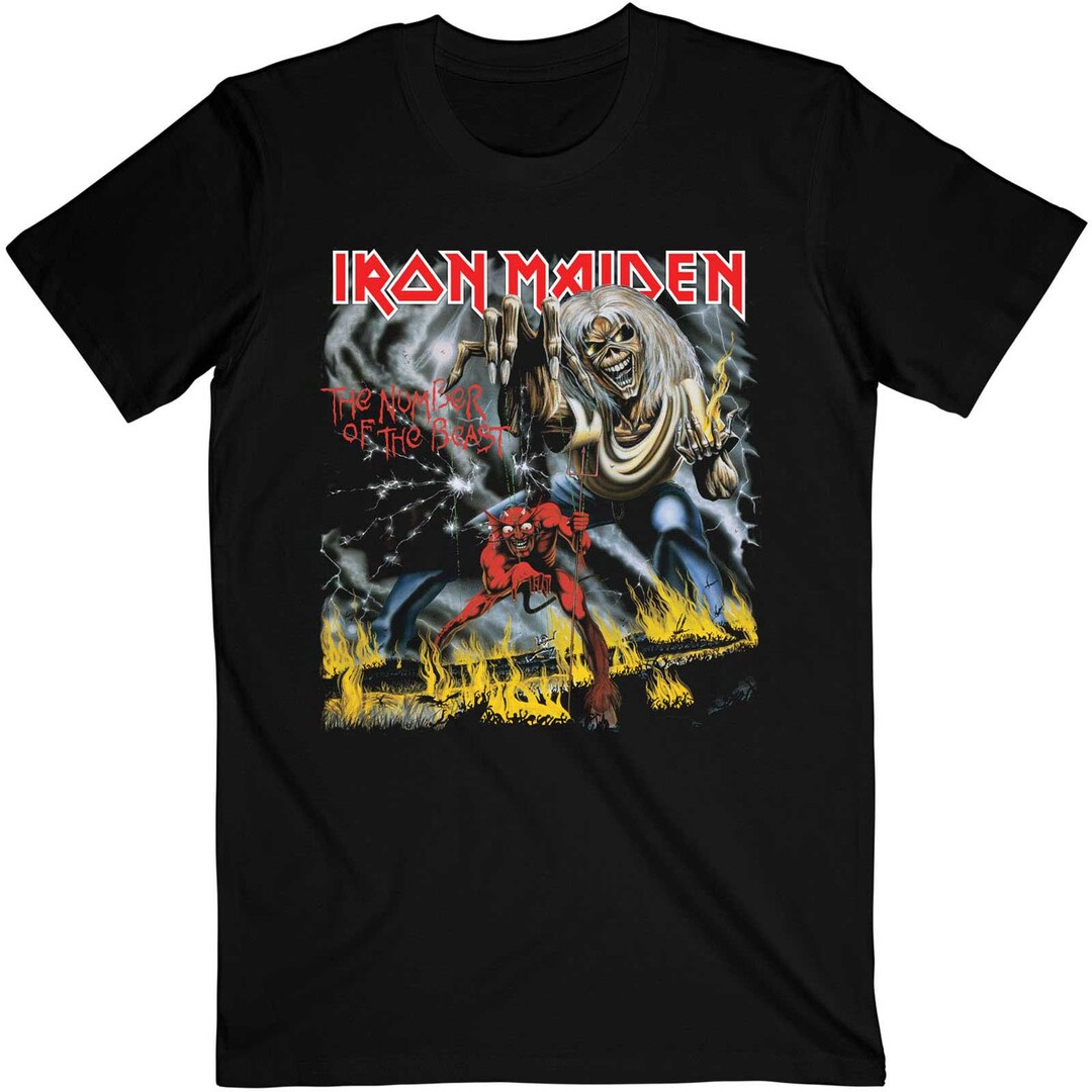 Iron Maiden T-Shirt Femme Number Of The Beast - Manches Courtes Noir Effet Usé Officiel