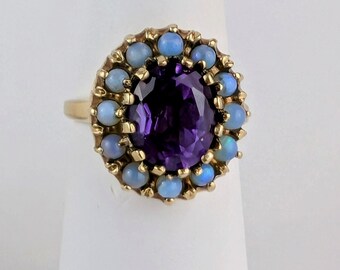 Vintage amethyst and opal 14k ring SZ 7