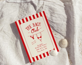 Coastal Bachelorette Invitation Template Editable Beach Bachelorette Trip Itinerary Template Hand Drawn Colorful The Bach Club Invitation