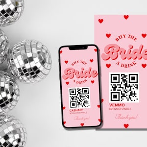 Buy the Bride a Drink Instagram Story Template Retro Bachelorette Venmo Story Cash App Story QR Code Custom Party QR Code