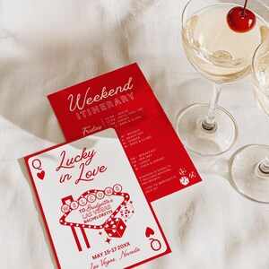 Lucky in Love Vegas Bachelorette Einladung und Reiseplan Vorlage Vegas Bachelorette Invite Spielkarten Bach Einladung Vintage Vegas