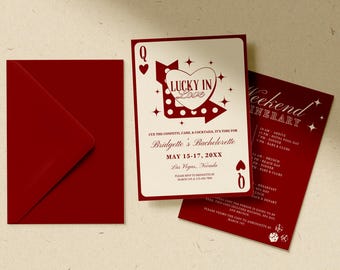 Vegas Bachelorette Invitation Template Vegas Lucky in Love Bachelorette Itinerary Hand Drawn Vegas Bachelorette Party Invitation Itinerary