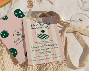 Pickleball-uitnodiging vrijgezellenfeest: laatste zwaai voor de ring (doe-het-zelfsjabloon 5 x 7)