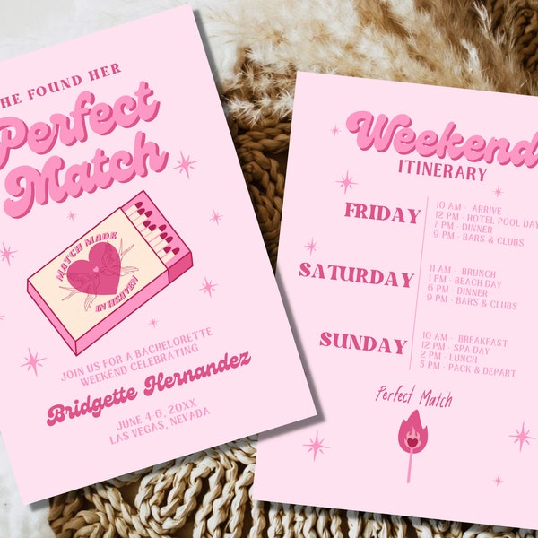 Perfect Match Bachelorette Party Downloadable Invitation TEMPLATE She Found Her Perfect Match Bachelorette Match Made In Heaven Bachelorette