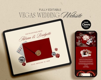 Vegas Elopement Website Template Editable Vegas Wedding Invitation Website RSVP Google Forms Lucky in Love Vegas Elopement Reception Invite