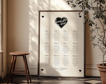 Retro Wedding Seating Chart Template Editable DIY Wedding Assigned Seating Chart Canva Template Modern Wedding Signage Custom Wedding Sign
